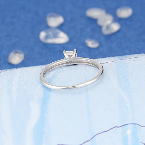 Silbertale Opal Ring 925 Sterling Silver Small Birthstone Princess Cut Opal Solitaire Promise Engagement Ring Women Stacking Wedding Band Size 8 #TOP6