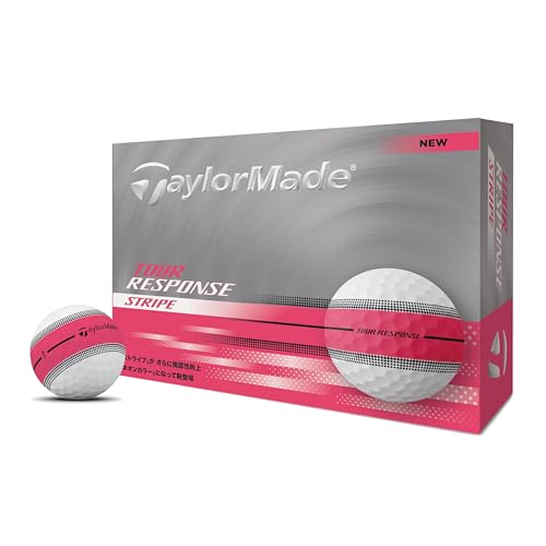 テーラーメイド(TAYLOR MADE) TMJ25 Tour Resp Stripe NEON PNK JPN dz ツアーレスポンス ストライプ ネオン ピンク ゴルフボール ホワイト ピンク