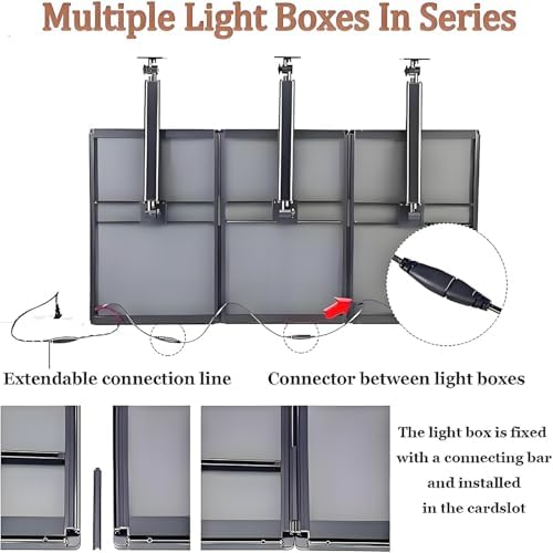 Wall Mounted LED Menu Light Box - 3D Slim Snap Frame, Backlit Billboard for Restaurants & Cafes, Vertical Screen Display 60x100cm with Telescopic Rod