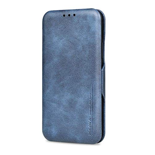 Image of PULOKA iPhone 13 Pro PU Leather Flip Back Cover PU Leather Wallet Back Case with Card Slot and Kickstand Function Compatible with Apple iPhone 13 Pro - Blue