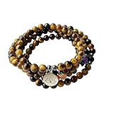 QHQQXN CCXXYGWJ Collares Pulsera De Ojo De Tigre Natural 108 Pulsera De 7 Chakras Pulsera con Colgante Inspirador De Plata De Ley 925 Regalo De Año Nuevo Pulsera De Navidad