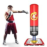 Dripex Sac de Frappe sur Pied Rempli 120 cm Sac de Boxe Adolescent Punching Bag avec 12 Ve...