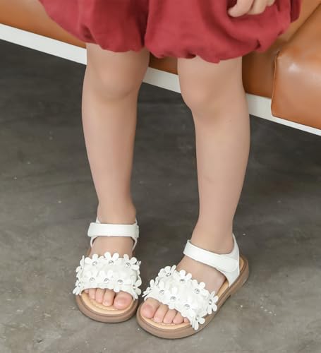 DADAWEN Girl's Summer Beach Water Sandals Soft Sole T-Strap Flat Sandal (Toddler/Little Kid)2