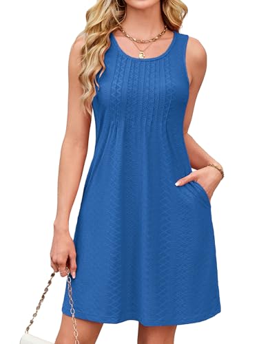 Image of Kikibell Womens Summer Dresses Sundress Travel Outfits for Women Beach Dress Vacation Outfits Royal Blue M