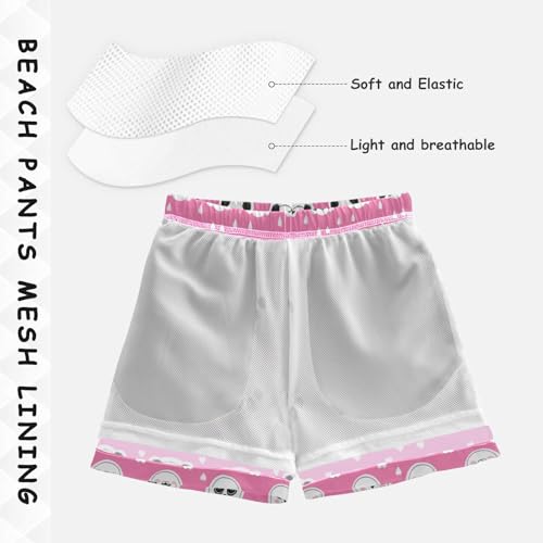 Swim Clothes for Boys, Baby Swim Trunks 2t, Cute Panda Faces Pink4
