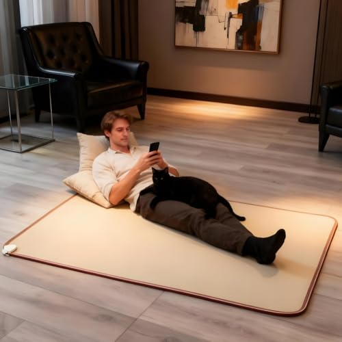 MOFGOE Sistema de Suelo Radiante, Alfombra calefactable bajo el Escritorio, Alfombra eléctrica con termostato Ajustable, Impermeable, Calefactor de Suelo Radiante para,39.37 * 78.74in