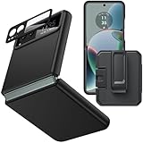 NULETO for Motorola Razr 2023 Case with Belt Clip Holster, Slim Fit Moto Razr 2023 Case (Not Fit Razr Plus 2023), Wireless Charging Hard PC Shockproof Protection Cover for Moto Razr 2023, Black