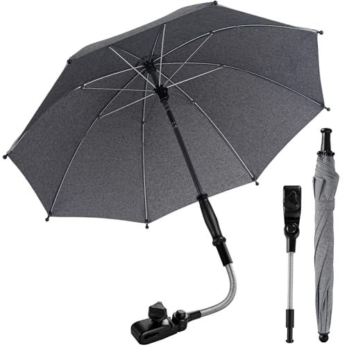 Seachrgif Ombrelle Poussette,Parasol UPF50+Ppour Poussette Canne,Protection Solaire Flexible de 76 cm de Diamètre, Facile à Installer sur des Tubes Rronds et Ovales