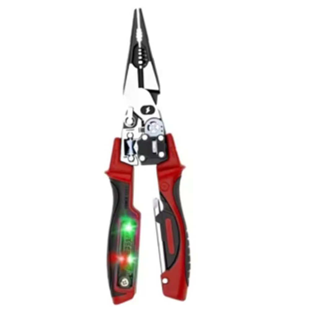 Aundhegrtt As Shown Cable Cutter Wire Stripper Multifunctional Electrician Pliers Digital Voltage Tester Heavy Duty Long Nose Hand Tool