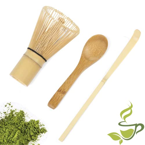 Kaishane Japanese Matcha Whisk Set Matcha Tea Ceremony Set Of 4 Including 100 Prong Matcha Whisk, Traditional Scoop, Tea Spoon And Ceramic Matcha Bowls #TOP1