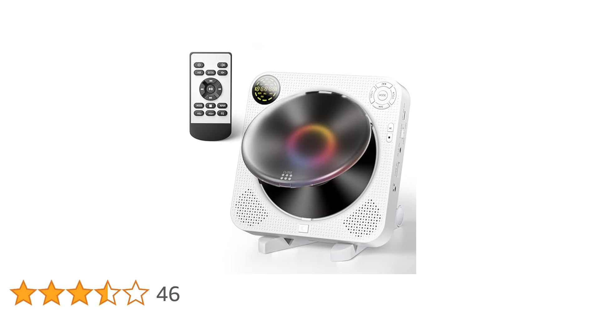 CDプレーヤー 壁掛け 卓上 Bluetooth デュアルスピーカー内蔵 小型 卓上CDプレーヤー 置き 壁掛け式 ポータブルCDプレーヤー