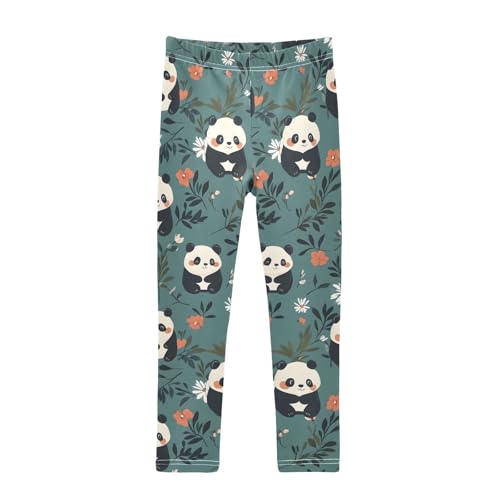 ALAZA Girls' Leggings Children's Yoga Pants Skinny Printed Dance Cute Panda Comfortable 4T