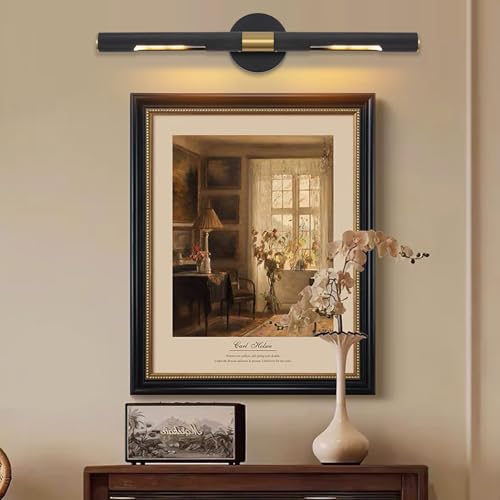 Image of Modern Picture Light 24 inches Brushed Brass Gold Black Wall Sconce with Knurled Texture Cylinder Metal Shades Rotatable 360Indoor Wall Lighting Fixture for Bathroom Vanity Lights Bedroom