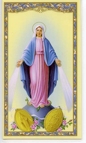 Autom co Prayer to Our Lady of the Miraculous Medal holy card - laminated - Pack of 25