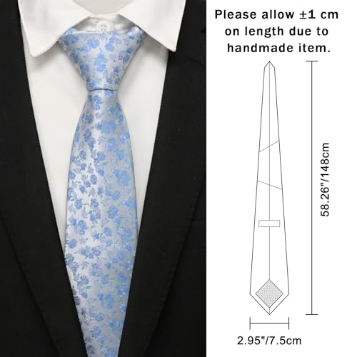 Image of Floral Ties for Men Satin Mens Tie Flower Printed Neck Tie Wedding Party Business