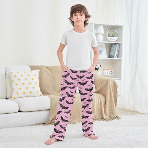 ZZXXB Halloween Bats Polka Dot Boys Long Pants Soft Trousers Elastic Waist Kids Lounge Bottoms with Pockets S-XL 5