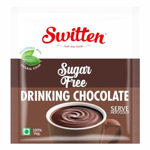 Image of Switten Sugar Free Drinking Chocolate - Pack of 10 (Each 25g) I Natural Stevia (Meethi Tulsi) leaves I Prepare Hot or Cold I Vegan I No Added Sugar