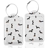 Dachshund Dog Paws Luggage Tags for Suitcase,Luggage Tag with Stainless Steel Loop Privacy Cover ID Label Travel Bag Luggage Identifiers for Women Men Travel,Set of 2