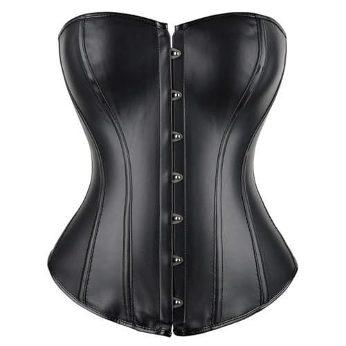 Corpete Corset Corselet Redutor Modelador Cintura Pino Couro Sintético Preto M487