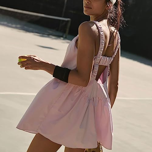 Vestido de tênis feminino de verão atlético com shorts embutidos e sutiã, conjunto de treino para mu