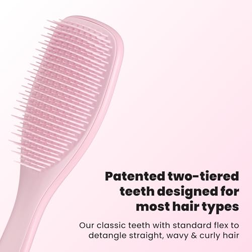 Image of Tangle Teezer Ultimate Detangler Brush for Wet & Dry Hair, Eliminates Knots & Reduces Breakage for Straight to Wavy Hair Types, Millennial Pink (Pack of 3)