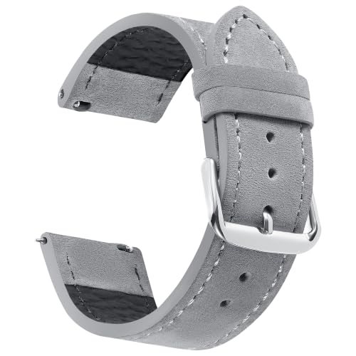 JUNGHE Suede Grey Leather Watch Band