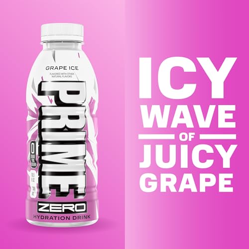 Image of PRIME ZERO GRAPE ICE, Sugar Free Sports Drinks, Electrolyte Enhanced to Replenish Fluids, B Vitamins, Antioxidants, Low Calorie, Made with Natural Flavors, 16.9 Fl Oz 12 Pack