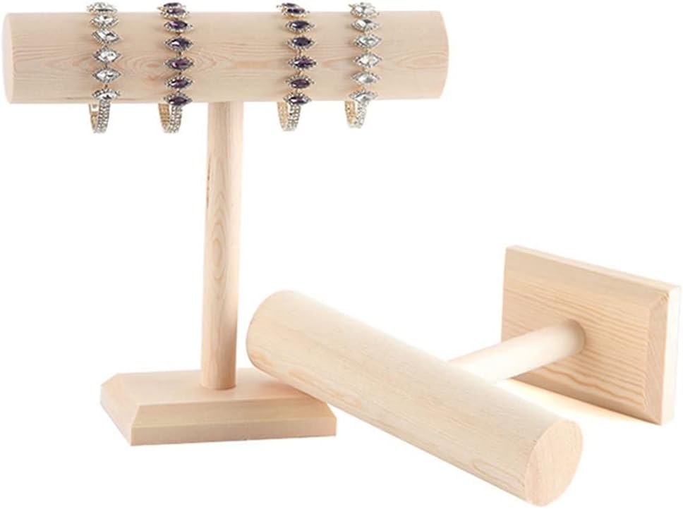 Portable Hard Wooden Bracelet Chain T-Bar Rack Jewelry Display Stand for Bangle Watch Necklace Home Organization Holder Showcase (Color : A, Size : L) (A Large) image 3