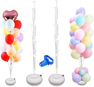 2 Sets Balloon Column Stand Kit 5.3 FT High Balloon Tree Can holder 19 Balloon Stick with Water Fillable Base Balloon Tower for Birthday Christmas Party Anniversary Balloon Decoration