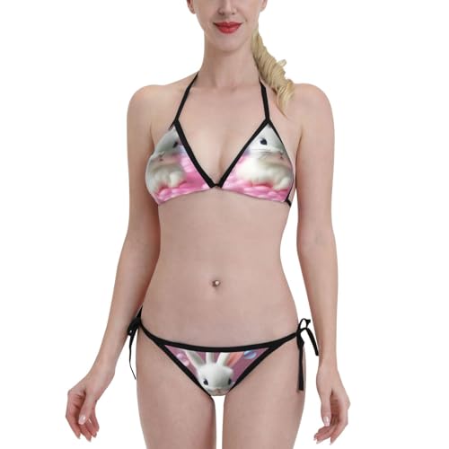 Bikini Mujer Baño De Rabbit con Crema De Burbujas Mujer De Bikini Sets Clásico Cintura Baja Traje De Baño 2 Piezas, para Natación, Vacaciones, Party, Surf