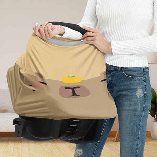 Image of Breathable Car Seat Cover for Babies - Capybara Nursing Cover for Breastfeeding, High Stretchy Stroller Cover, Nursing Cover Up for Breastfeeding