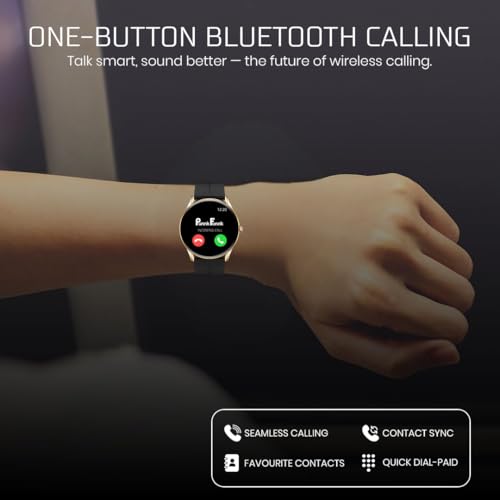 Image of PunnkFunnk Glavito Round Dial Smartwatch 1.49 inch AMOLED Display, 100+ Sports Modes, IP67, Health Tracking, Bluetooth Calling, Crown Control, 100+ Watch Faces for Men & Women (Magnetic Black)