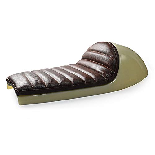 DKMOTORK 0392 Universal Hump Cafe Racer Motorcycle Seat Yellow Brown