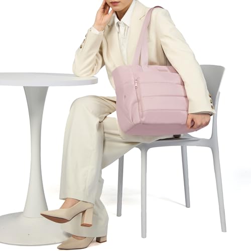 Image of NISHEL Travel Puffy Tote Bag For Women, Ultra-Lightweight Large Tote Purse For Office Day And a Short Weekend Getaway
