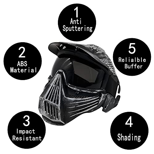 Tactical Paintball Mask Airsoft Masks, For Airsoft Bb Hunting, Cs Game Paintball Full Face Tactical Gear, Impact Resistant With Goggles, Motocross Skiing Outdoor Activities (Silver Gray/Gray Lens) #TOP2