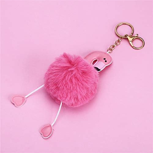 VEYLIN 3 Pack Pompom Unicorn Flamingo Keychains for Women Girls Kids