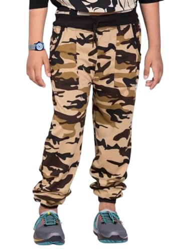 Image of Kids Boys and Girls Cotton 2 Side Pocket Army Print Regular Fit Ankle Length Track Pant Lower.