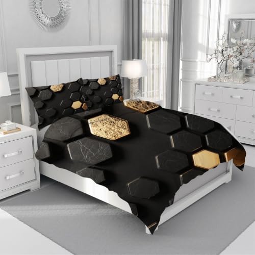 Housse de couette 90x190 cm en microfibre douce sans repassage hexagone - 5