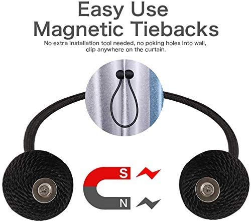 Image of Home Cloud Magnetic Curtain Tiebacks Curtain Drape Holdbacks Clips Rope Holder Buckles for Home Bedroom Office (1 Pair 2pcs, Black)