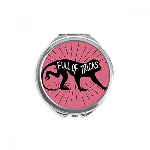 Miroir naturel ronde maquillage de poche pliable avec silhouette de singe noir multicolore