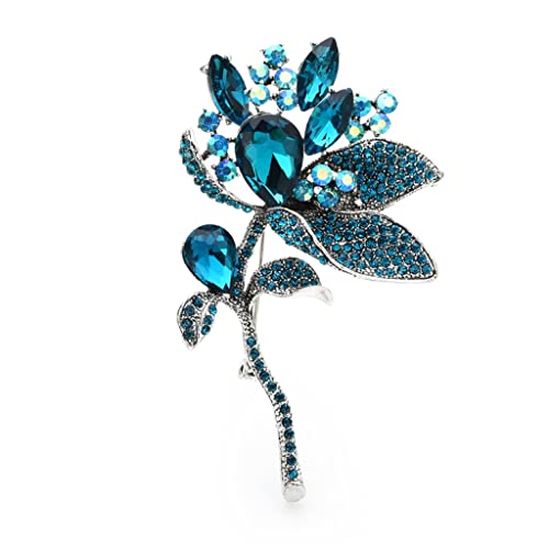 Broche fleur bleue strass cadeau idéal pour femme à offrir lors d'un anniversaire de mariage