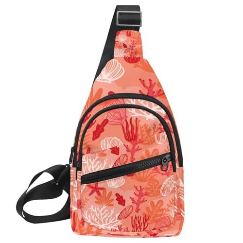 Mochila bandolera cruzada unisex de diseño marino multicolor para senderismo ligero