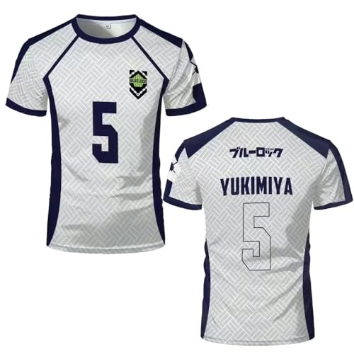 Camiseta de fútbol de anime blanca para hombre y mujer, camiseta estampada de Isagi Yoichi/Seishiro Nagi, camiseta de manga corta con personajes de anime, Kenyu Yukimiya, M