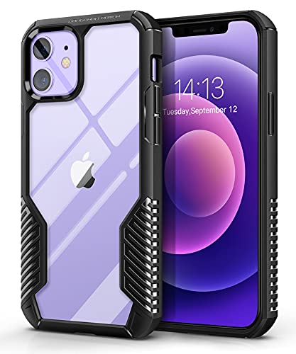 MOBOSI Vanguard Armor Compatible with iPhone 12 Case/iPhone 12 Pro Case, Clear Hard PC Shock-Absorbing Slim Rugged Protective Phone Cover Case 6.1 Inch 2020 (Matte Black)