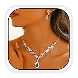 juego de collares de plata El collar brillante tiene un diseño clásico y moderno, compuesto principalmente de collar de diamantes de imitación y aretes de diamantes de imitación