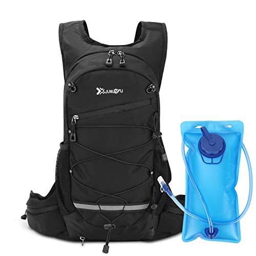 Mochila de hidratación, Paquete de Agua con vejiga de Agua de 2 litros Mochila de Senderismo Ligera Mochila de Chaleco de hidratación Ciclismo al Aire Libre Maratón Correr Esquí (Black) (Black)