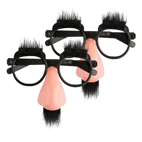 GroveEss 2 divertenti occhiali in plastica, con naso grande, con sopracciglia e baffi, occhiali decorativi per travestimenti, feste, cosplay, Halloween, feste di compleanno GroveEss 2 divertenti occhiali in plastica, con naso grande, con sopracciglia e baffi, occhiali decorativi per travestimenti, feste, cosplay, Halloween, feste di compleanno