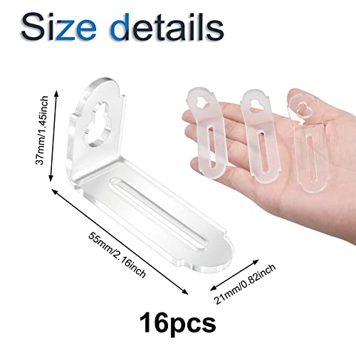 INCREWAY L-Halterung, 16 Stück, polierte, transparente Acryl-Eckwinkel, rechtwinklige Eckstreben für Möbel, Holzbox-Befestigung