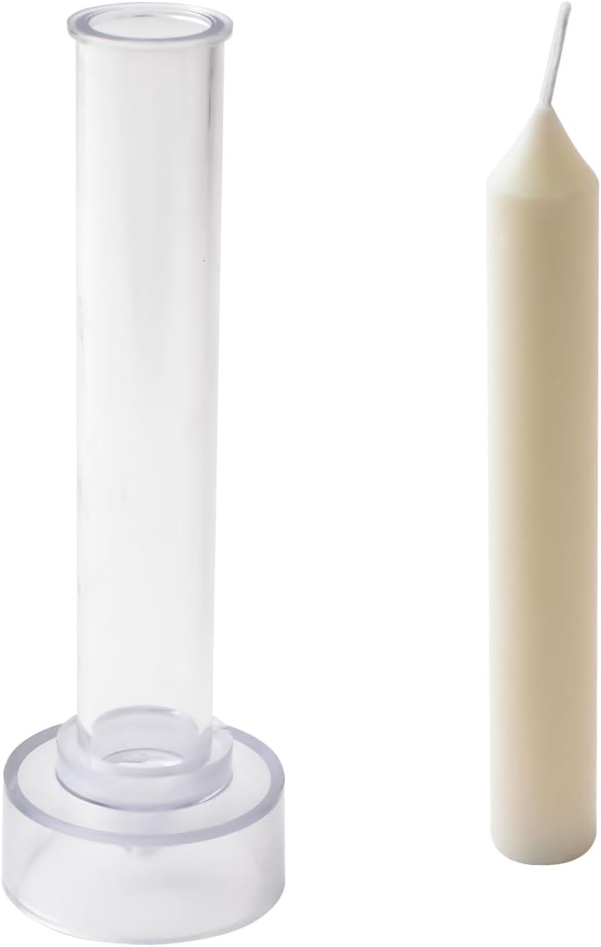 WANDIC 1 Piece Candle Mold, Clear Plastic Pillar Cylindrical Candle Molds DIY Emergency Table Candles for Church Christmas Valentine's Day Birthday New Year Gift Home Decoration