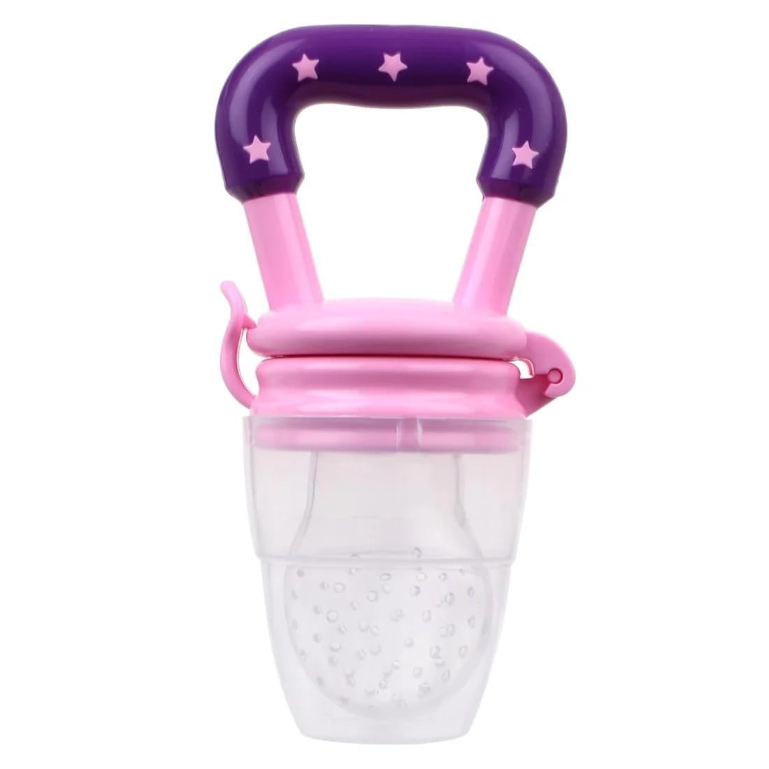 Silicone Baby Fruit & Food Nibbler Feeder, BPA Free Anti-Choking Pacifier with Soft Chewing Teether, Hygienic & Easy to Clean, safe Food & Veggie Teether, Baby fruit sucker, For Infants & Babies 3+ Months (Pink Star Handle)-image-45